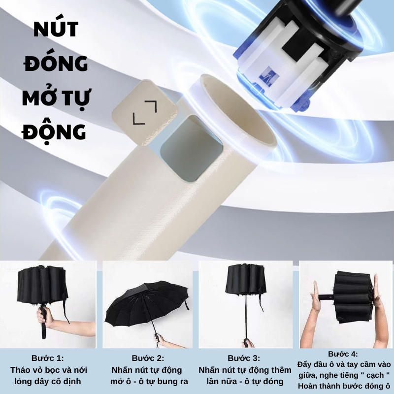 Ô Che Mưa Cao Cấp Qin 84 Nan Chống Lật Tuyệt Đối Kích Thước 120CM