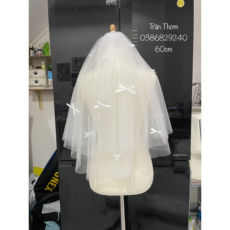 Lúp voan cô dâu đính nơ nhí xinh xắn TH15