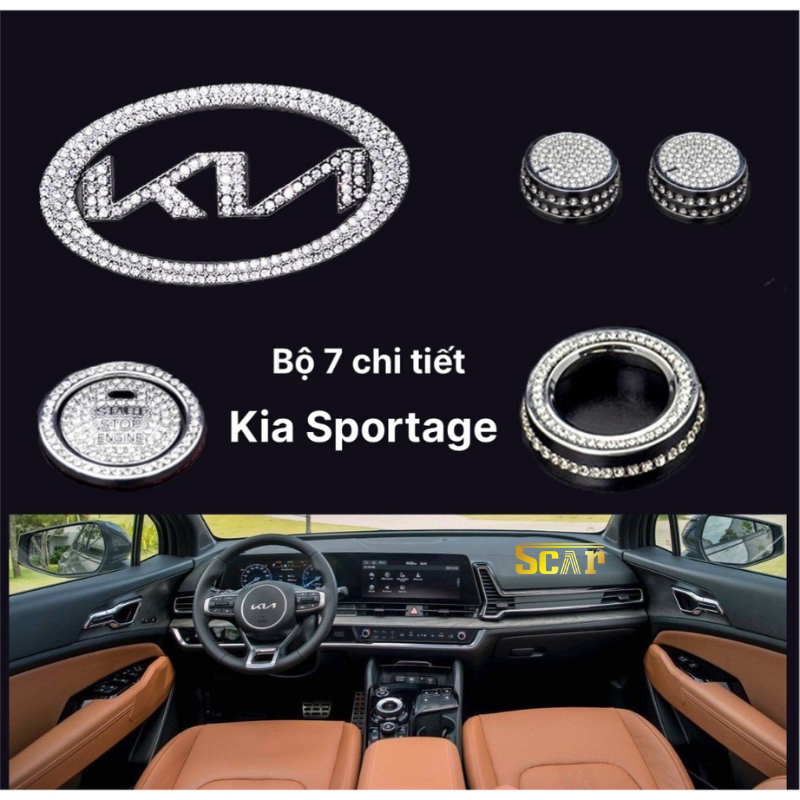 Đính đá nội thất xe Kia Sportage chất liệu đá cao cấp Swarovski, mạ viền crom sang trọng