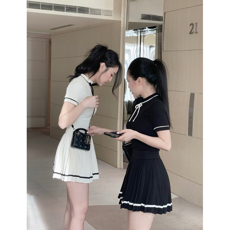 👚 SET ÁO VIỀN NƠ + VÁY XOÈ