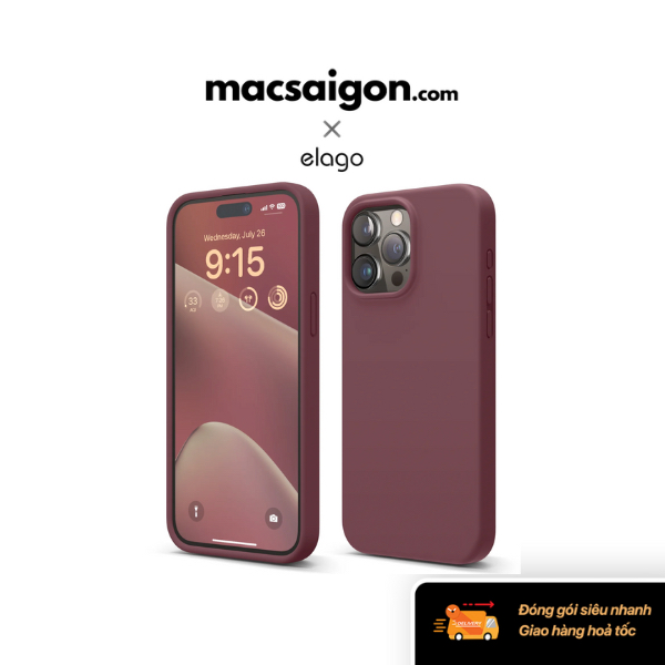 Ốp lưng iPhone 15 Pro Max elago Soft Silicone Case - Màu Burgundy