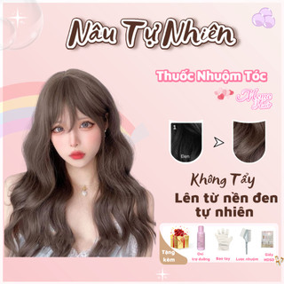 Thuốc nhuộm tóc màu nâu tự nhiên , tặng kèm oxy trợ dưỡng và bao tay