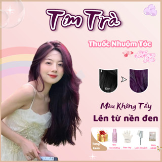 Thuốc nhuộm tóc màu tím trà , tặng kèm oxy trợ dưỡng và bao tay