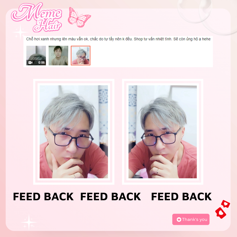 Thuốc nhuộm tóc màu xám khói , tặng kèm oxy trợ dưỡng và bao tay