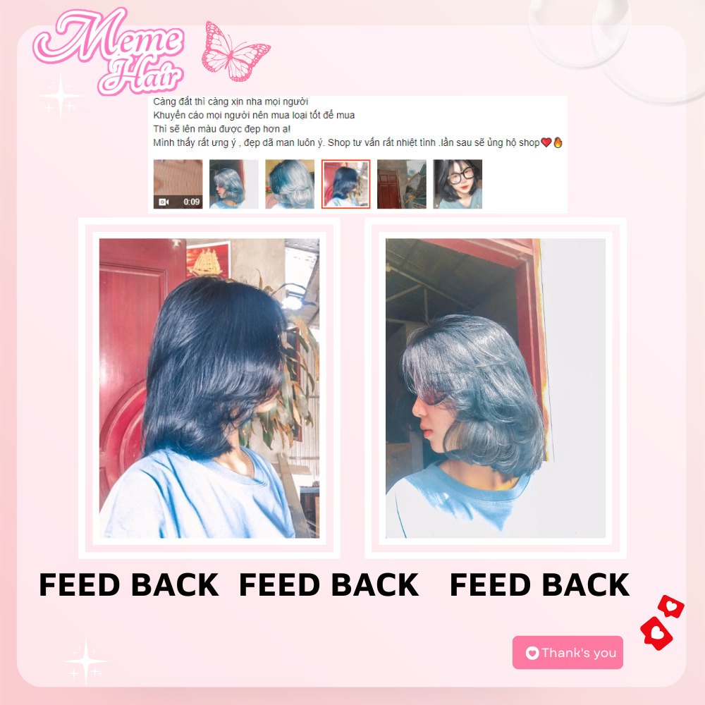 Thuốc nhuộm tóc màu xanh dương đen khói , tặng kèm oxy trợ dưỡng và bao tay