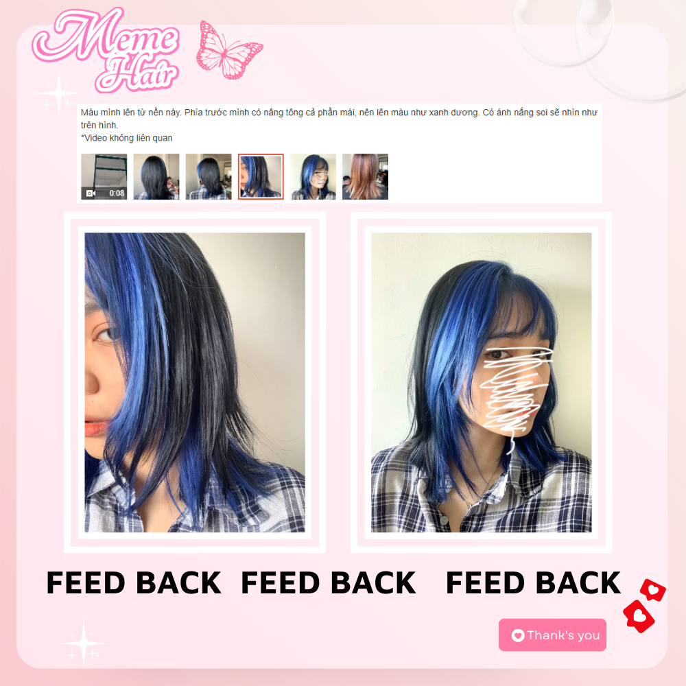 Thuốc nhuộm tóc màu xanh dương đen khói , tặng kèm oxy trợ dưỡng và bao tay