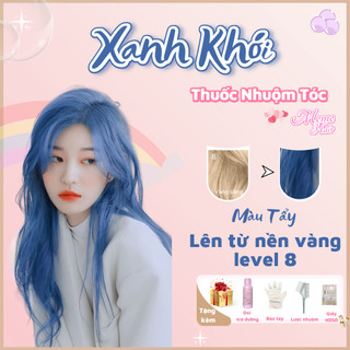 Thuốc nhuộm tóc màu xanh khói , tặng kèm oxy trợ dưỡng và bao tay