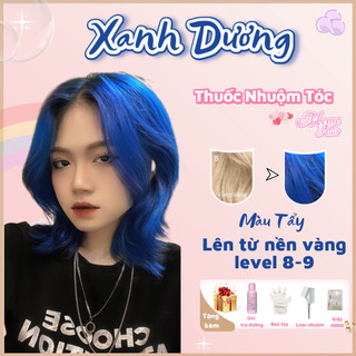 Thuốc nhuộm tóc màu xanh dương, tặng kèm oxy trợ dưỡng và bao tay