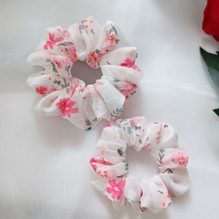 Dây buộc tóc Srcunchies Cột tóc vải tơ hoa nhí