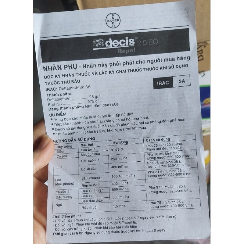 Decis 2.5EC  chế phẩm của Bayer