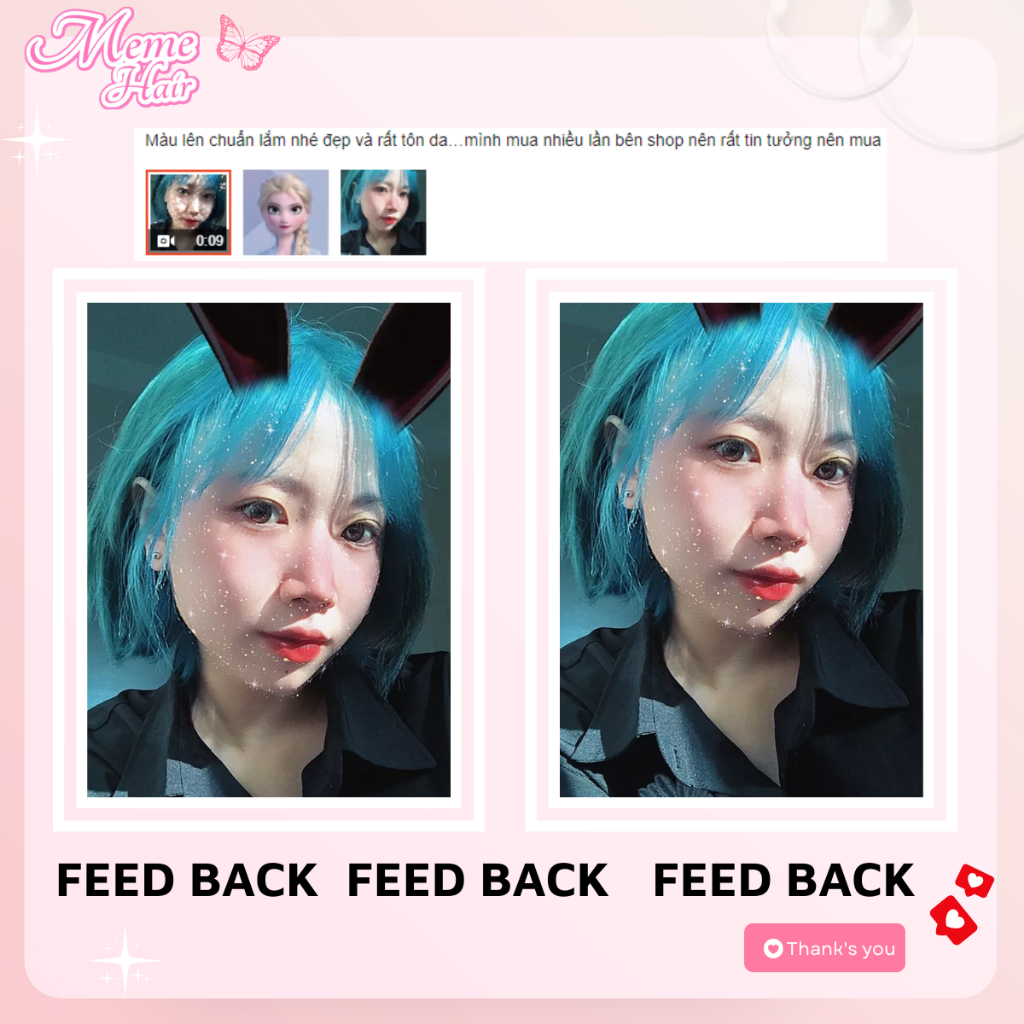 Thuốc nhuộm tóc màu Xanh Tiên cá , tặng kèm oxy trợ dưỡng và bao tay