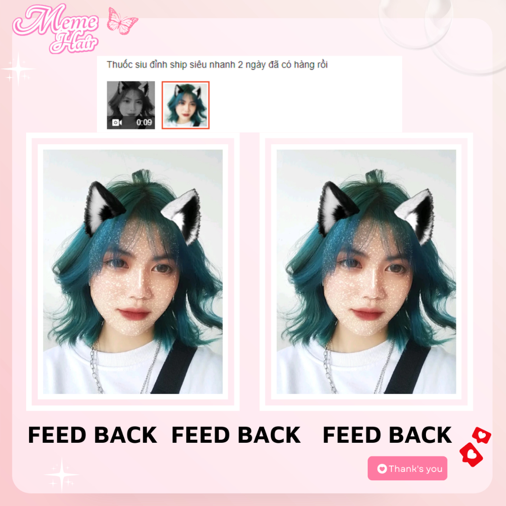 Thuốc nhuộm tóc màu Xanh Tiên cá , tặng kèm oxy trợ dưỡng và bao tay