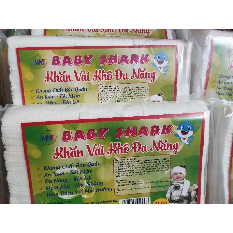 Khăn vải khô đa năng baby shark 300g ~275 tờ