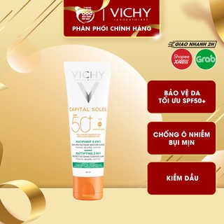 Kem Chống Nắng Kiềm Dầu Chống Ô Nhiễm Và Bụi Mịn Vichy Capital Soleil Mattifying 3-In-1 SPF50+ 50ml
