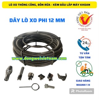 Dây Thông Tắc Cống Lò Xò 12mm dùng máy khoan