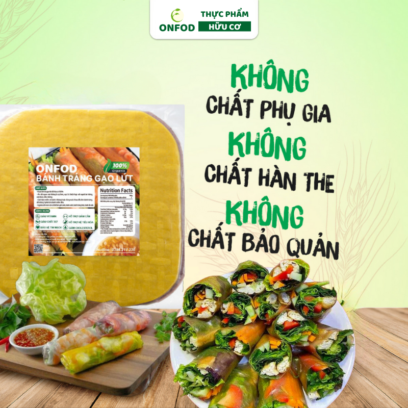 Bánh tráng gạo lứt rau củ ngũ sắc hữu cơ ONFOD ăn kiêng giảm cân healthy eatclean 500g