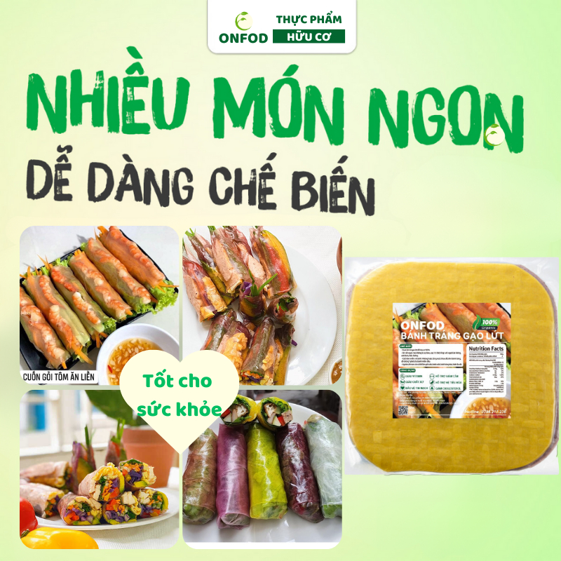 Bánh tráng gạo lứt rau củ ngũ sắc hữu cơ ONFOD ăn kiêng giảm cân healthy eatclean 500g