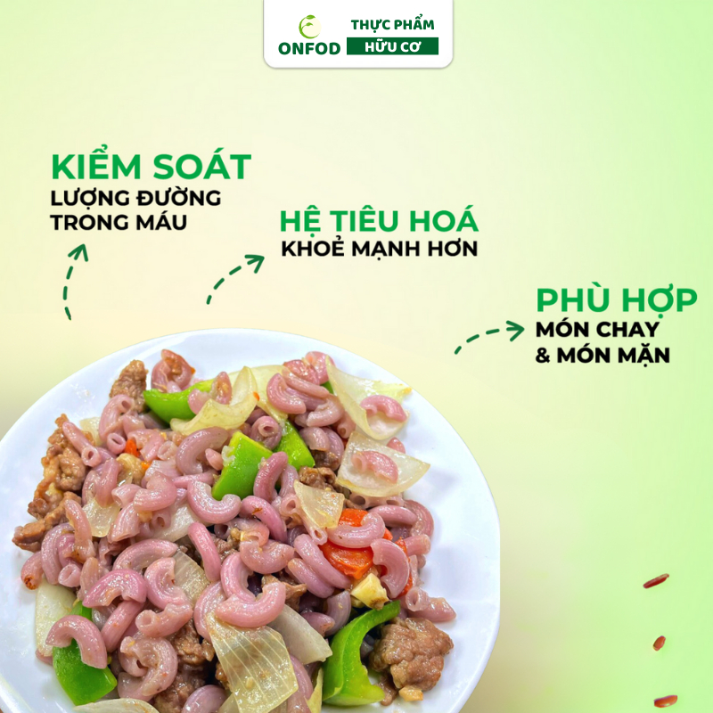 Nui gạo lứt rau củ hữu cơ ONFOD giảm cân ăn dặm thực dưỡng eat clean cho người tiểu đường, gym, mẹ bầu, yoga 500g