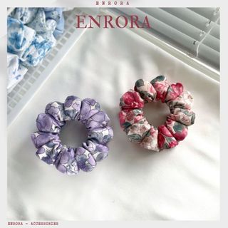 Scrunchies Cột Tóc Vải Nhung Tex Họa dạ thảo ENRORA Handmade