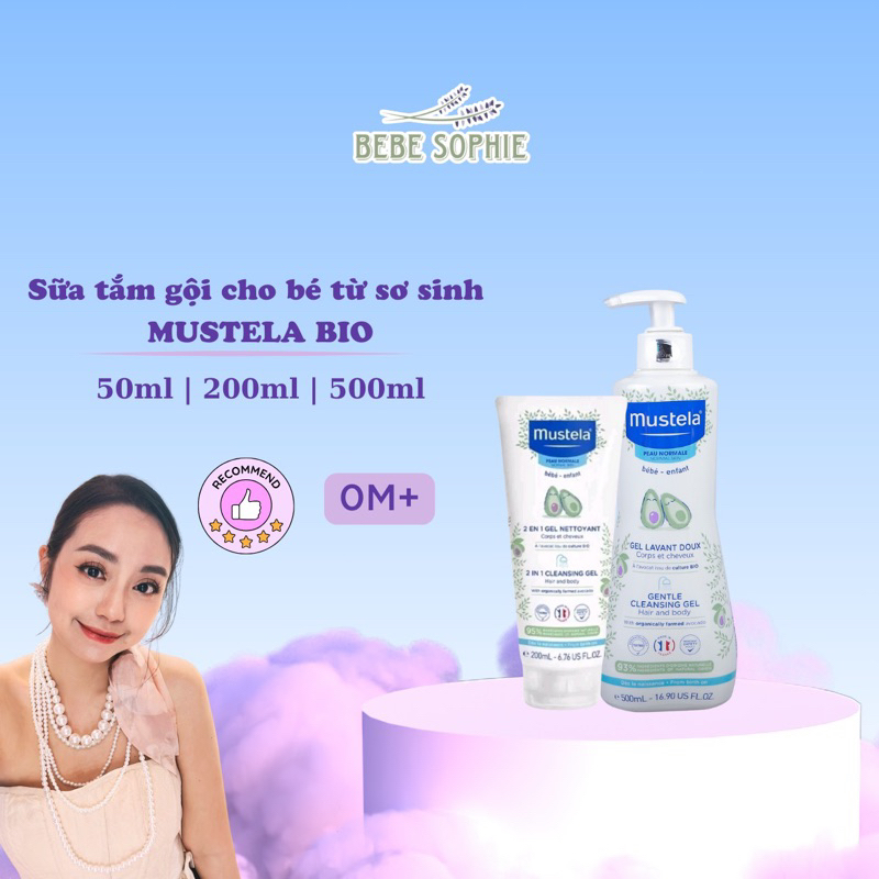 Sữa tắm Mustela Bio 500ml siêu thơm, chiết xuất quả bơ hữu cơ dưỡng da mềm mại cho bé từ sơ sinh