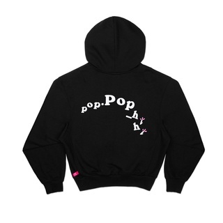 Áo Khoác Hoodie POPPOP FALLING OVERSIZE CROP/ BLACK-GREY