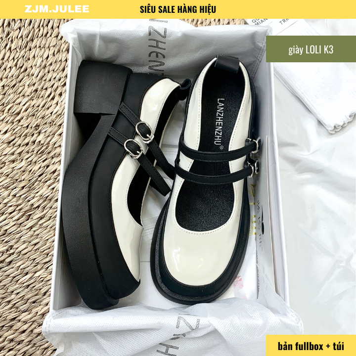 Giày búp bê nữ bản đẹp Mi fullbox đế cao 5cm da mềm nịnh chân