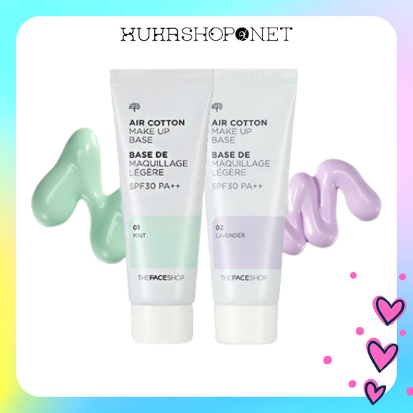 Kem Lót Make Up Base Air Cotton The FaceShop giúp giữ ẩm, làm đều màu da