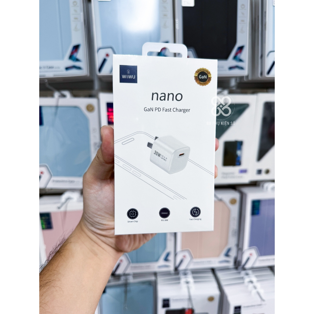 [Hàng Chính Hãng] Wiwu Gan Fast Charger 30W củ sạc nhanh cho Iphone 13 Series và Ipad
