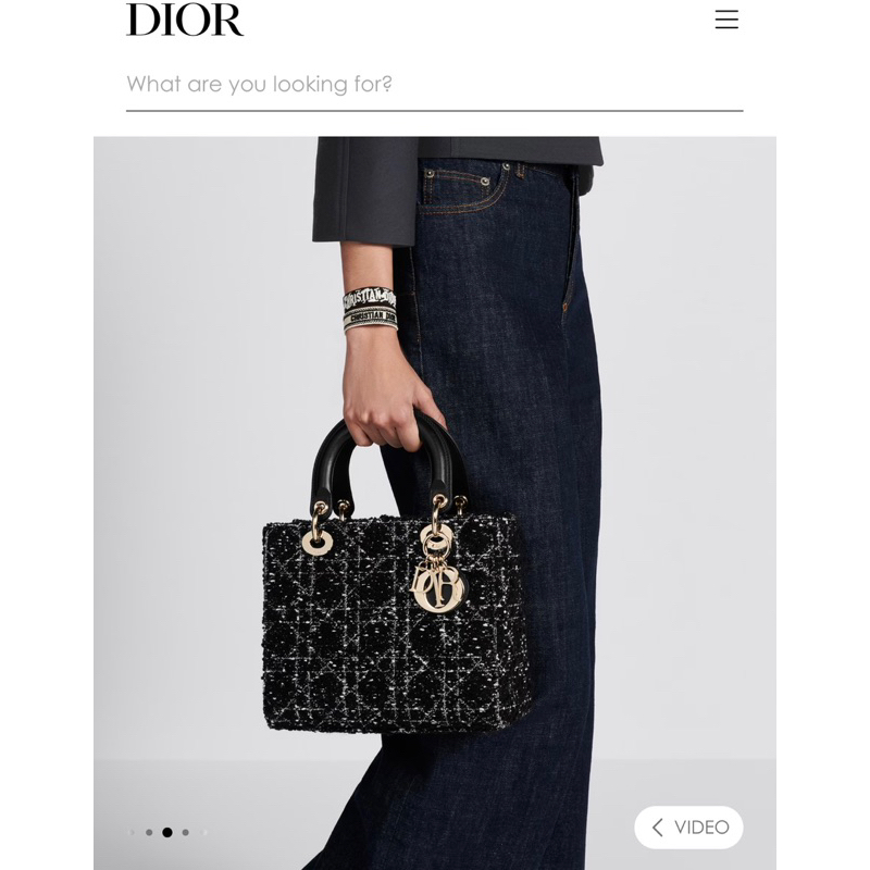 Túi xách Dior Lady D-Lite, Dior D-Joy Limited 2023 Nhập Khẩu Da Bò Nguyên Bản, Vải Tweed Màu Thêu Năm Lưới Phần Cứng Mạ