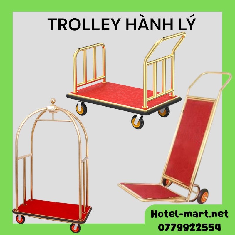 Xe đẩy vali khách sạn kiểu vòng cung, xe đẩy hành lý khách sạn