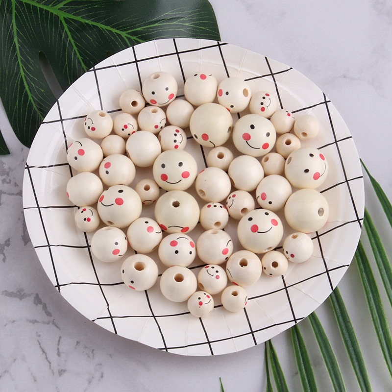 Hạt gỗ hình mặt cười (gói 10 viên) làm túi tỏi, trang trí handmade - Tiệm len nhà Sam