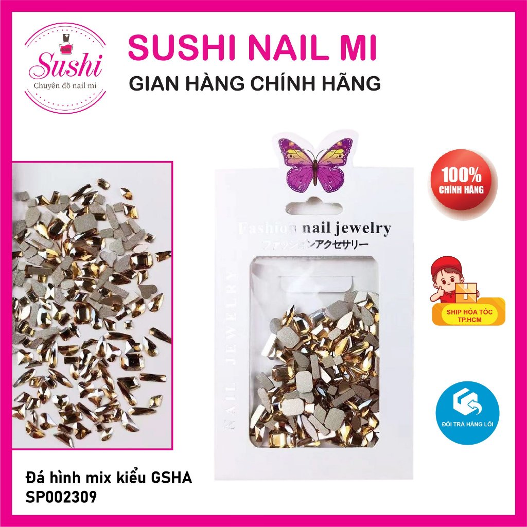 Đá hình chân bằng mix kiểu 100viên/ túi, đá đính móng trang trí - Sushi nail mi