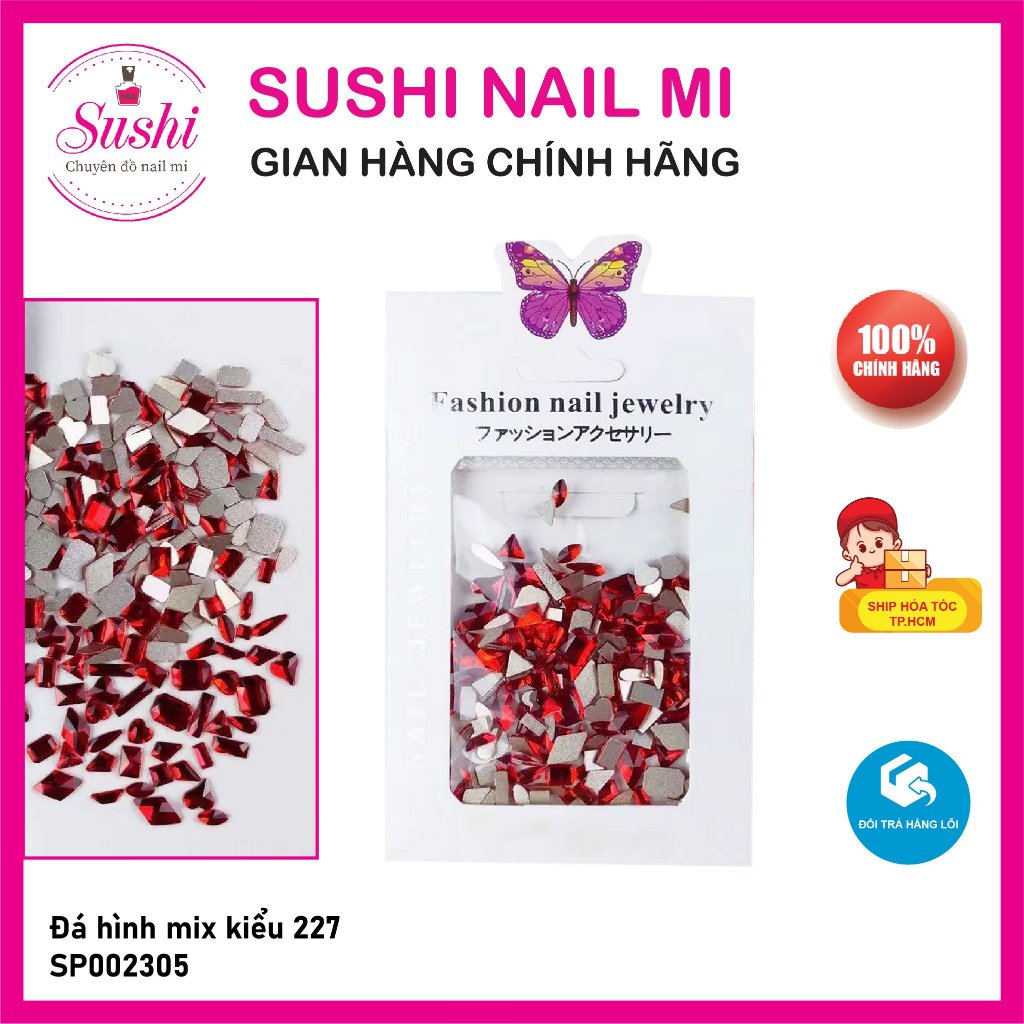 Đá hình chân bằng mix kiểu 100viên/ túi, đá đính móng trang trí - Sushi nail mi