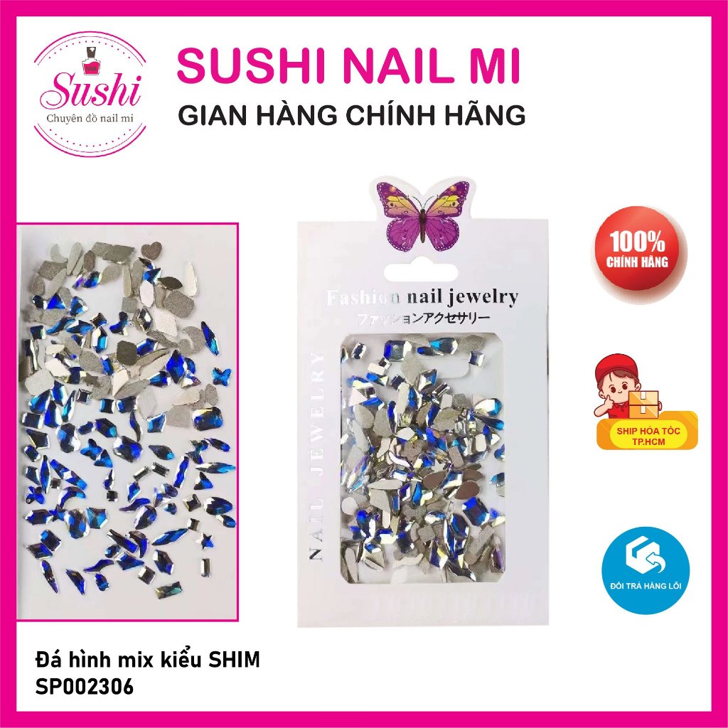 Đá hình chân bằng mix kiểu 100viên/ túi, đá đính móng trang trí - Sushi nail mi