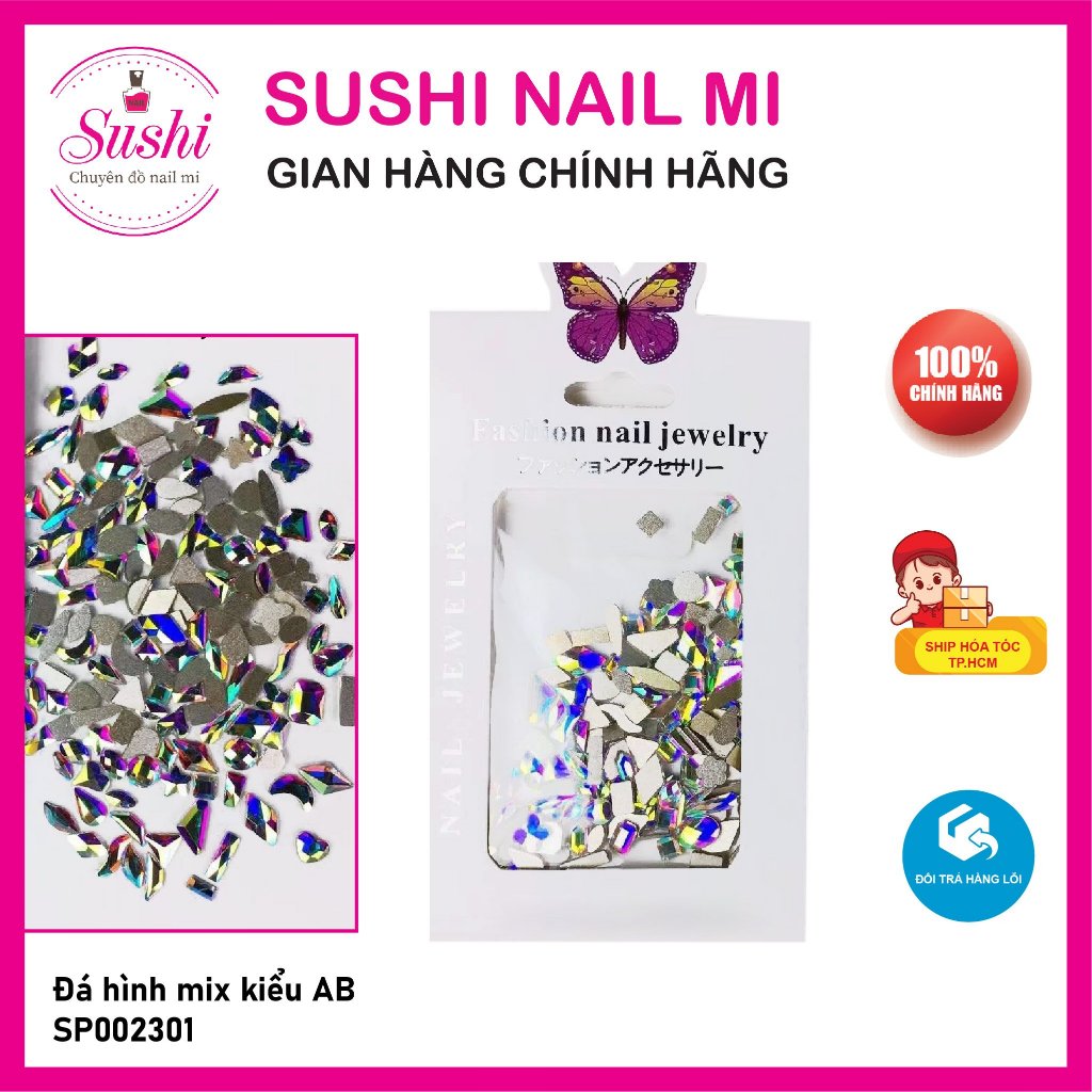 Đá hình chân bằng mix kiểu 100viên/ túi, đá đính móng trang trí - Sushi nail mi