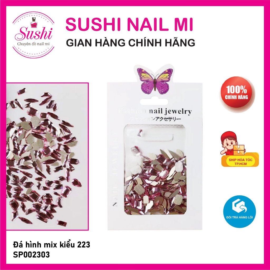 Đá hình chân bằng mix kiểu 100viên/ túi, đá đính móng trang trí - Sushi nail mi