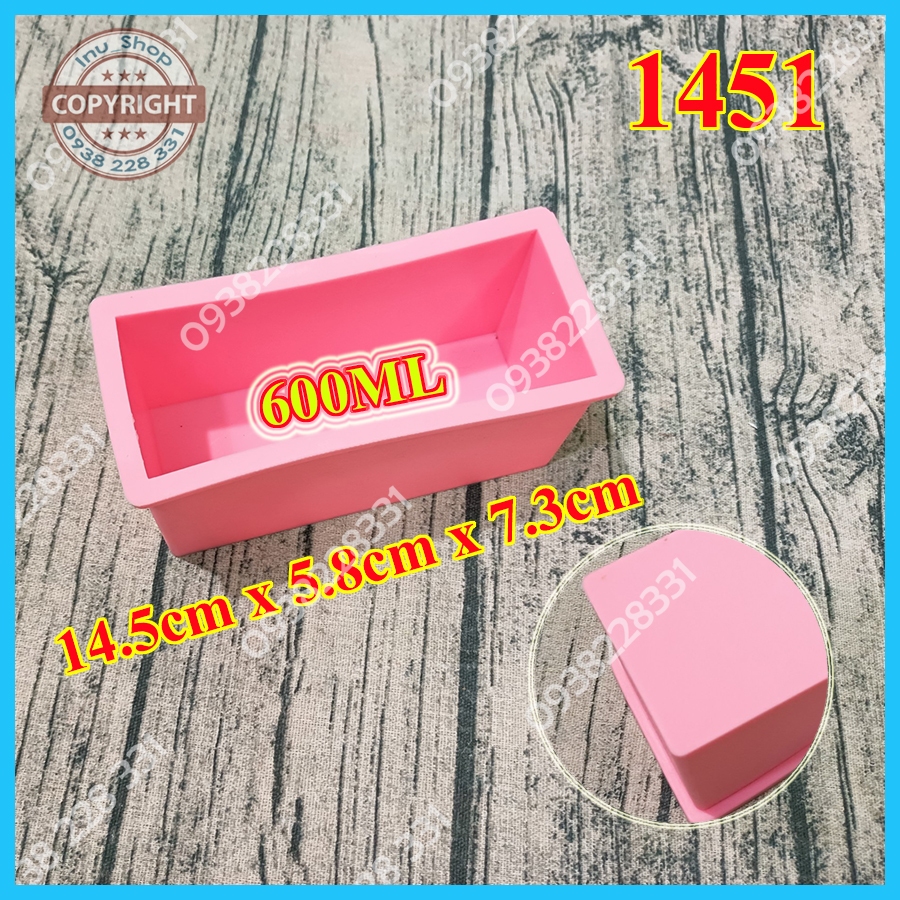 HCM - Khuôn silicon mẫu vuông, chữ nhật 400ml - 500ml - 550ml và 600ml làm xà bông, đổ rau câu, nướng bánh