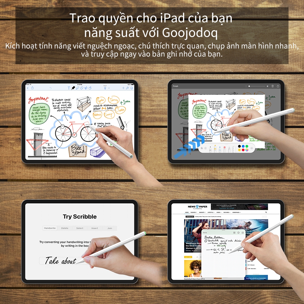 Bút cảm ứng GOOJODOQ GD13 Pro Mới Sạc Không Dây Thức dậy thông minh cho Ipad Air 4 Air 5 Pro 11 12.9 mini6 Gen 10th 9th