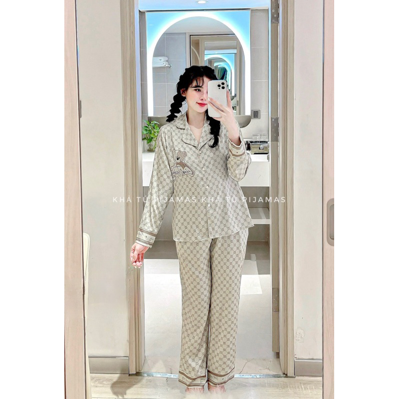 Set pijamas mặc sau sinh tay dài có size form gọn chính hãng Lapeony_Khả Tú Pijamas