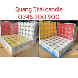 nến tealight hoa mai 100v/hộp màu trắng vàng đỏ - ko mùi ko khói