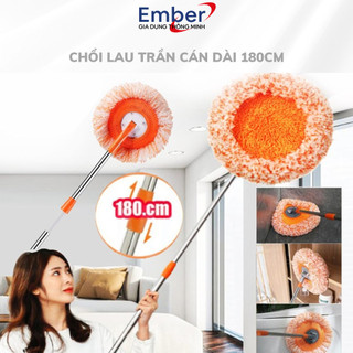 Chổi Lau Trần Nhà Ember Cây Quét Trần Nhà Hình Hoa Hướng Dương Đa Năng Xoay 180 Độ Cán Inox Dài 180cm