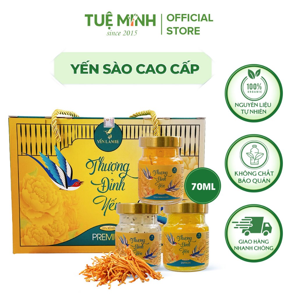 Yến sào chưng sẵn 6 hũ gồm 3 vị đường phèn và 3 vị ngẫu nhiên