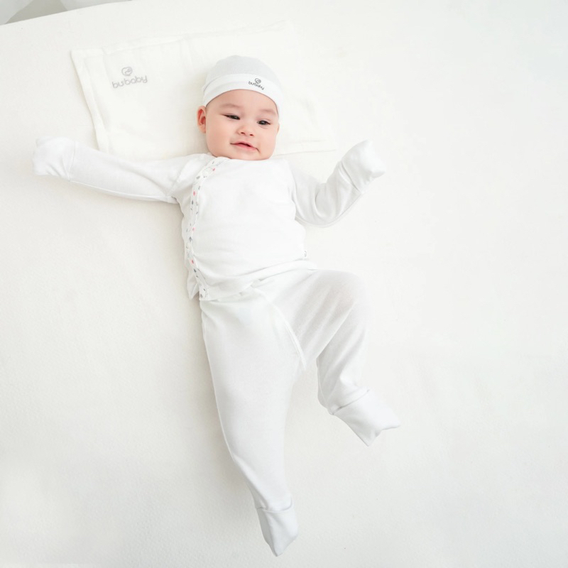 Bubaby Bộ sơ sinh dài tay cài chéo Leafly - Pure Cotton BCT110800