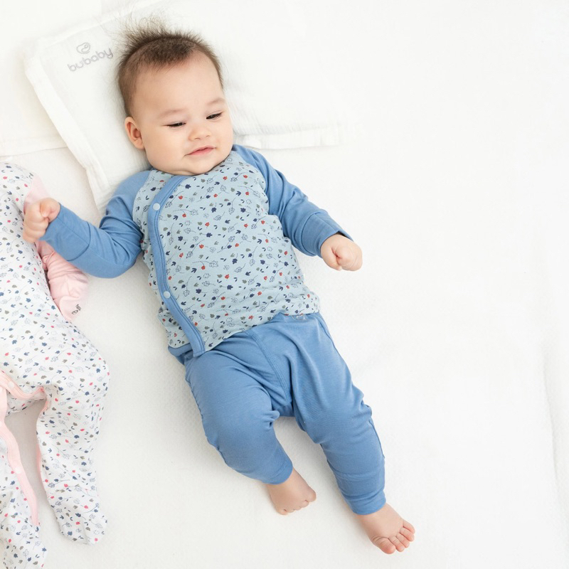 Bubaby Bộ sơ sinh dài tay cài chéo Leafly - Pure Cotton BCT110800