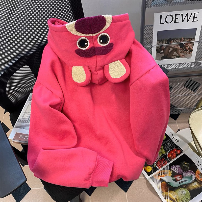 Áo hoodie form rộng tay lỡ mũ hai lớp - Gấu M002