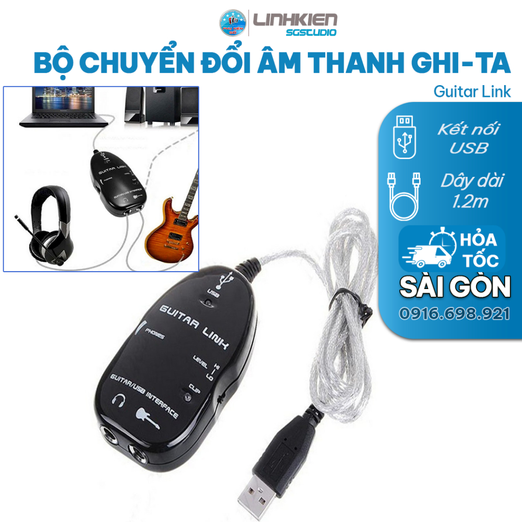 Bộ Chuyển Đổi Âm Thanh Đàn Guitar Kết Nối Cáp USB Phụ kiện Ghi âm Ghi ta Cho PC