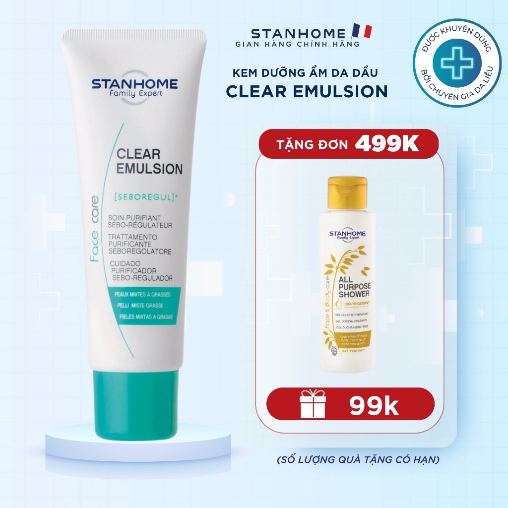 Kem dưỡng ẩm, se khít chân lông cho da dầu mụn Stanhome Family Expert clear emulsion 40ml- hạn 09.2024