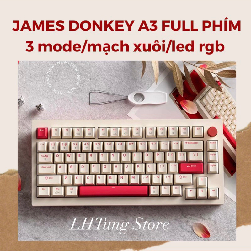Bàn phím cơ không dây JamesDonkey A3 MẠCH XUÔI 3 MODE KHÔNG DÂY LAYOUT 75%