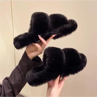 Dép lông quai ngang dép bông lê thời trang đế cao su mềm êm đi trong nhà