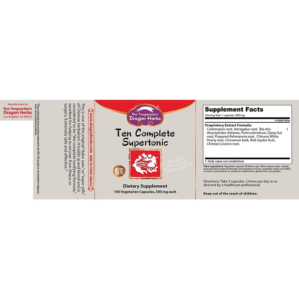 VIÊN THẢO MỘC BỔ MÁU/ TEN COMPLETE - DRAGON HERBS